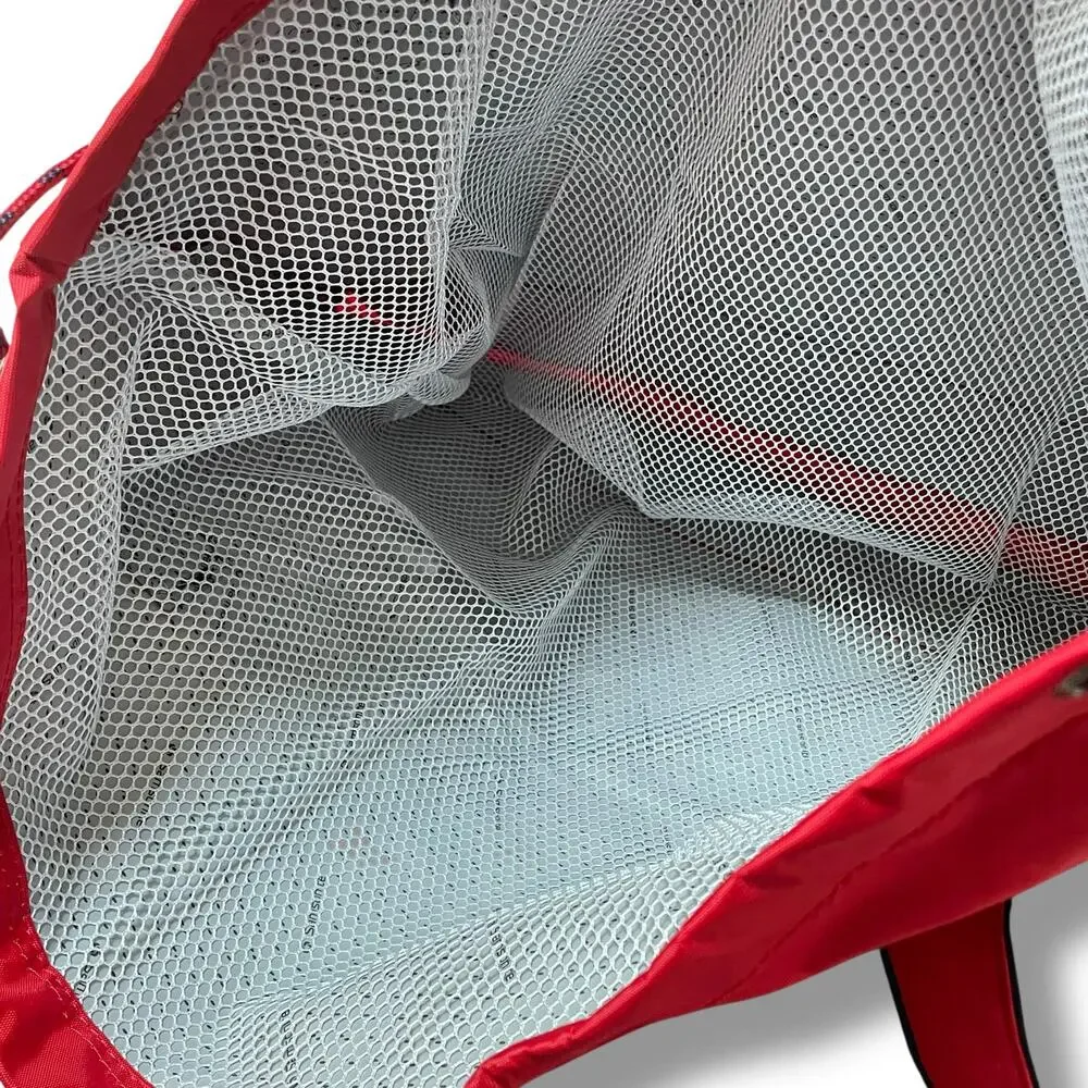 Samsonite Oceanside Beach Tote Bag Red Packable Mesh Bottom Travel Trolley Slv